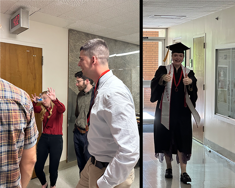 Graduate students celebrating graduation with Honors