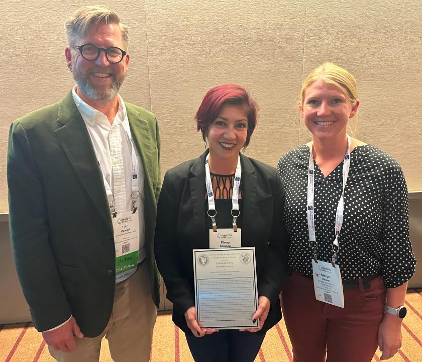 Professor Elena Miranda receiving 2023 Outstanding Publication Award