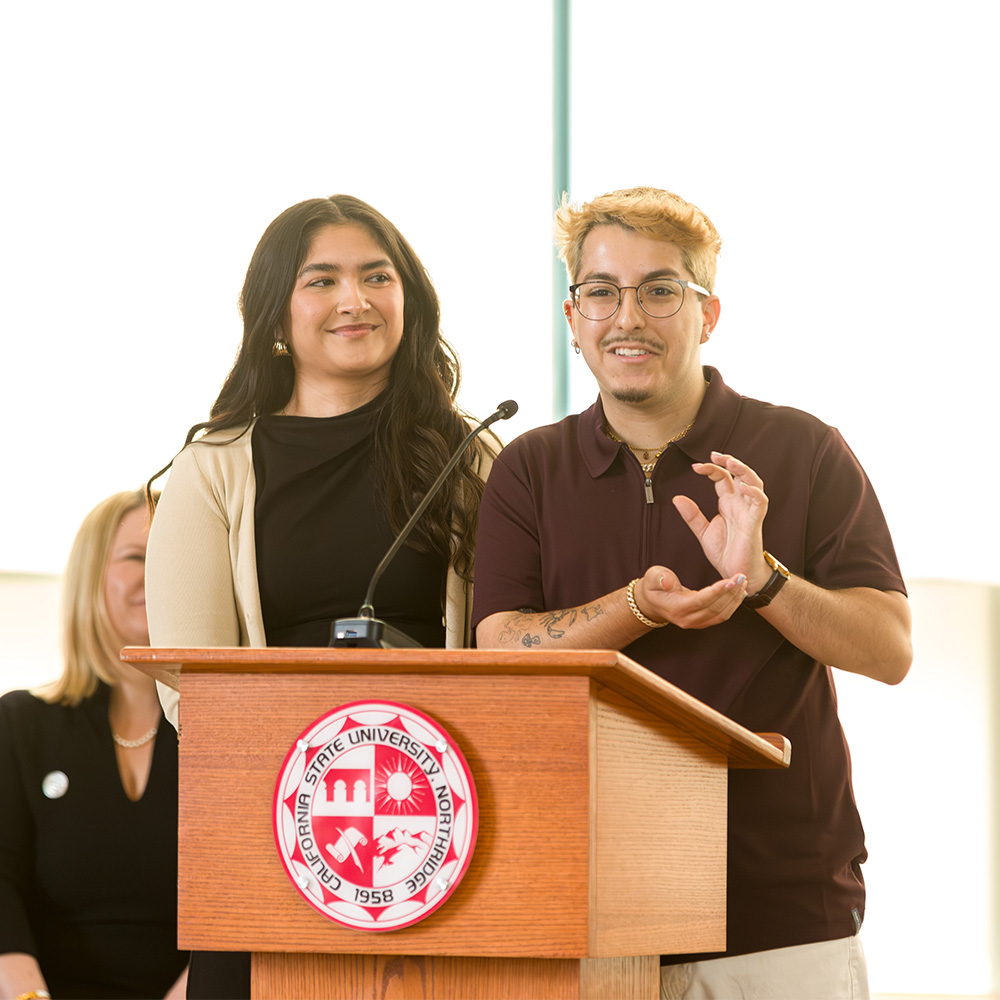 USU Board of Directors Chair Jasmin Zesati and Vice Chair Daniel Lopez express their excitement for the project.