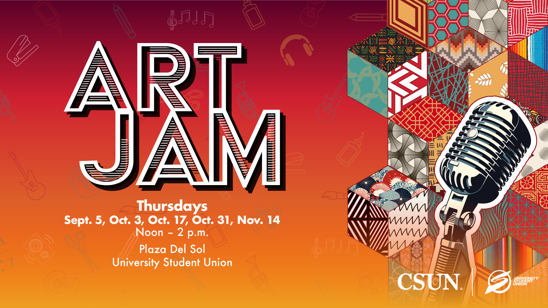 Art Jam; Thursdays: Sept. 5, Oct. 3, Oct. 17, Oct. 31, Nov. 14; Noon to 2 p.m.; Plaza del Sol, University Student Union