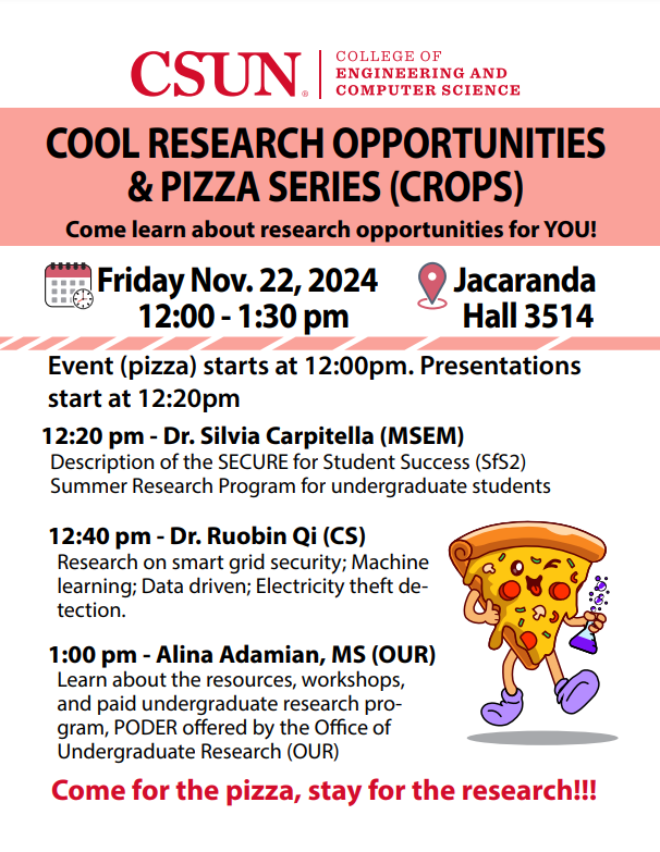 Cool Research Opportunities & Pizza Series (CROPS) flyer