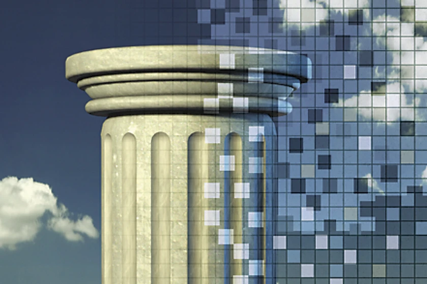 A pixelated pillar.
