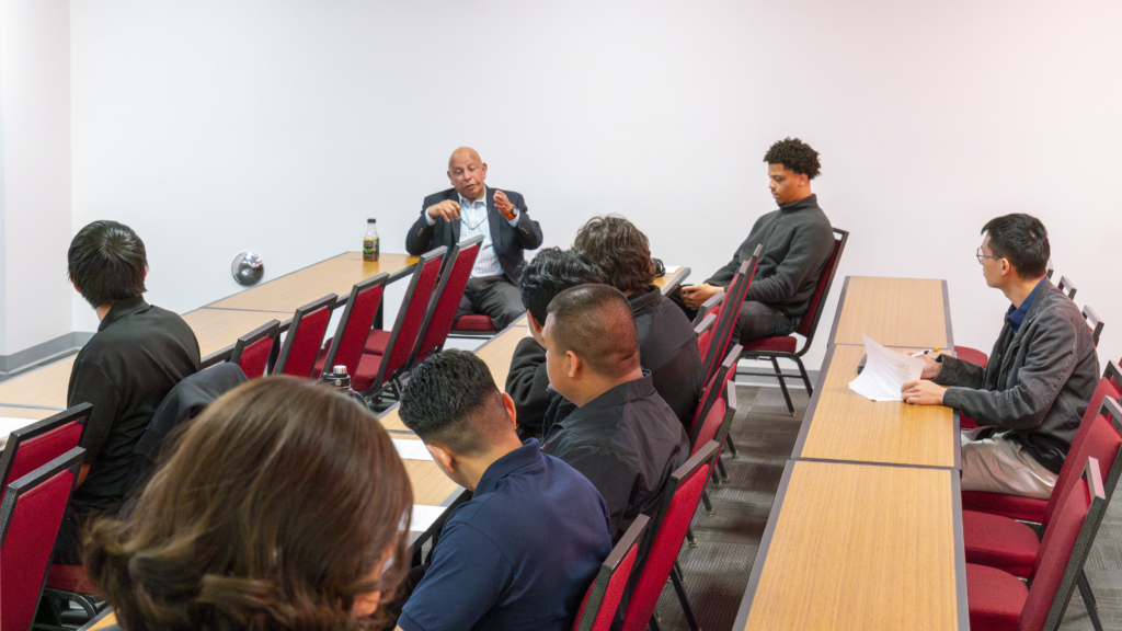 LADWP Representative talking with students about his experience with interviews.