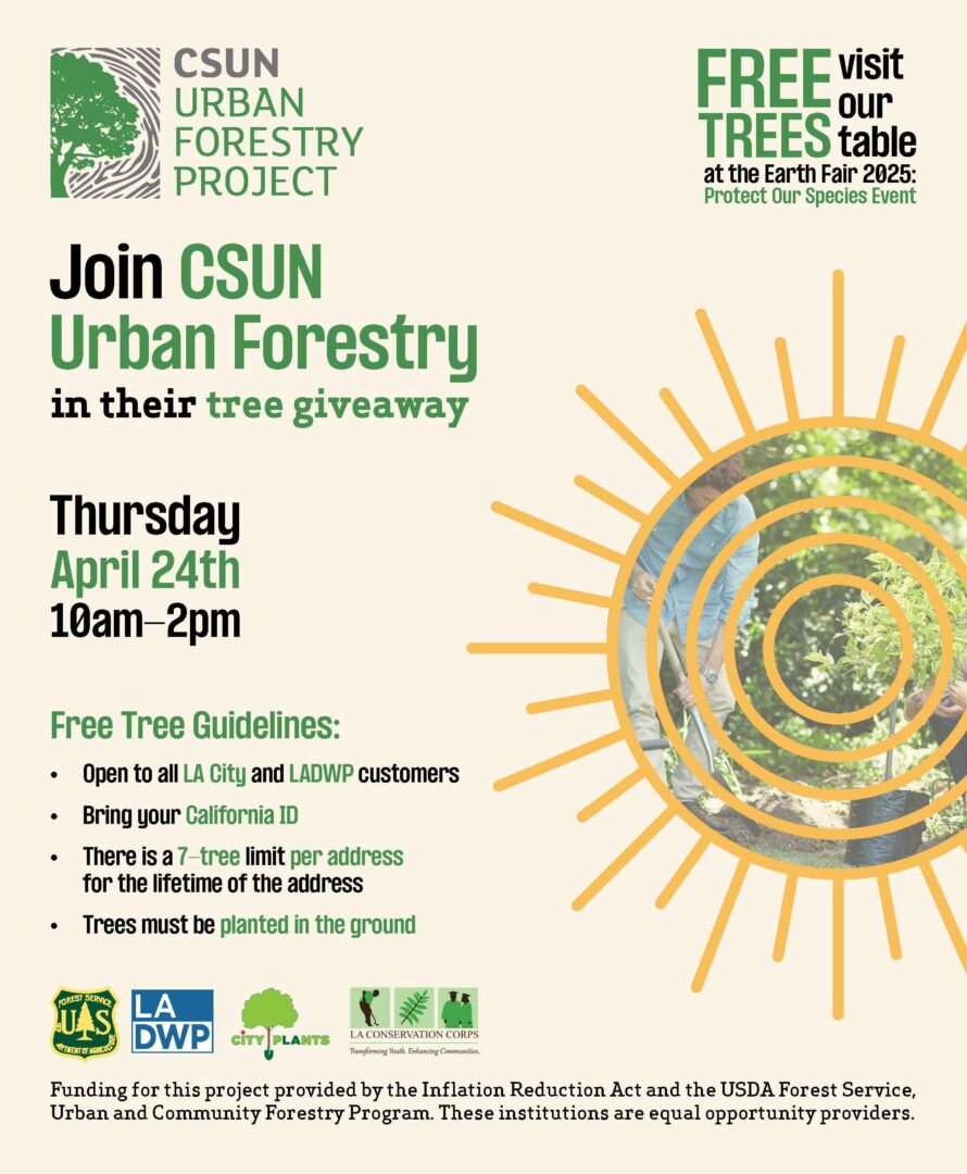 Urban Forestry Project's flyer to advertise their Tree Giveaway on April 24th from 10AM-2PM. Contact Urban Forestry Project For more information.