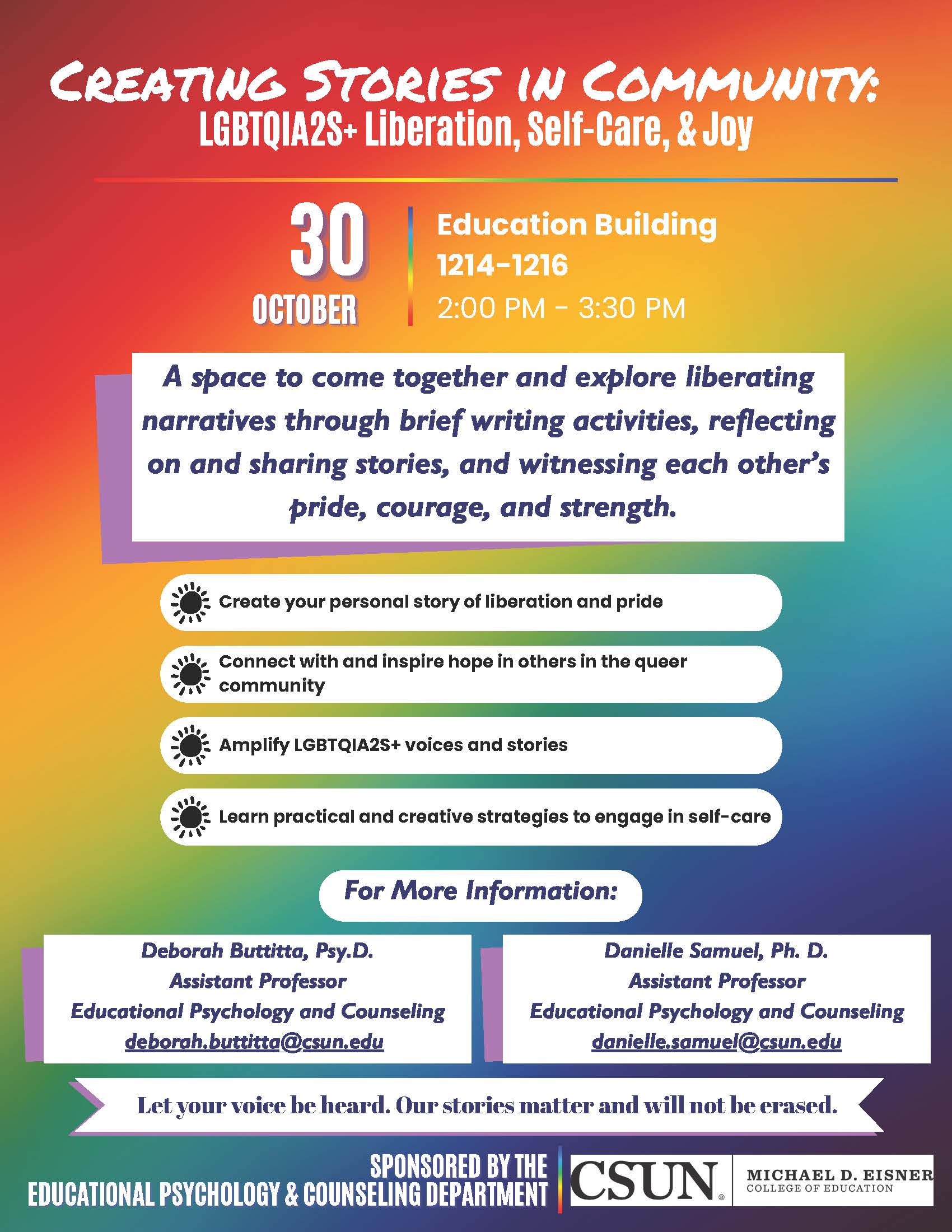 Creating Stories in Community: LGBTQIA2S+ Liberation, Self-Care, & Joy