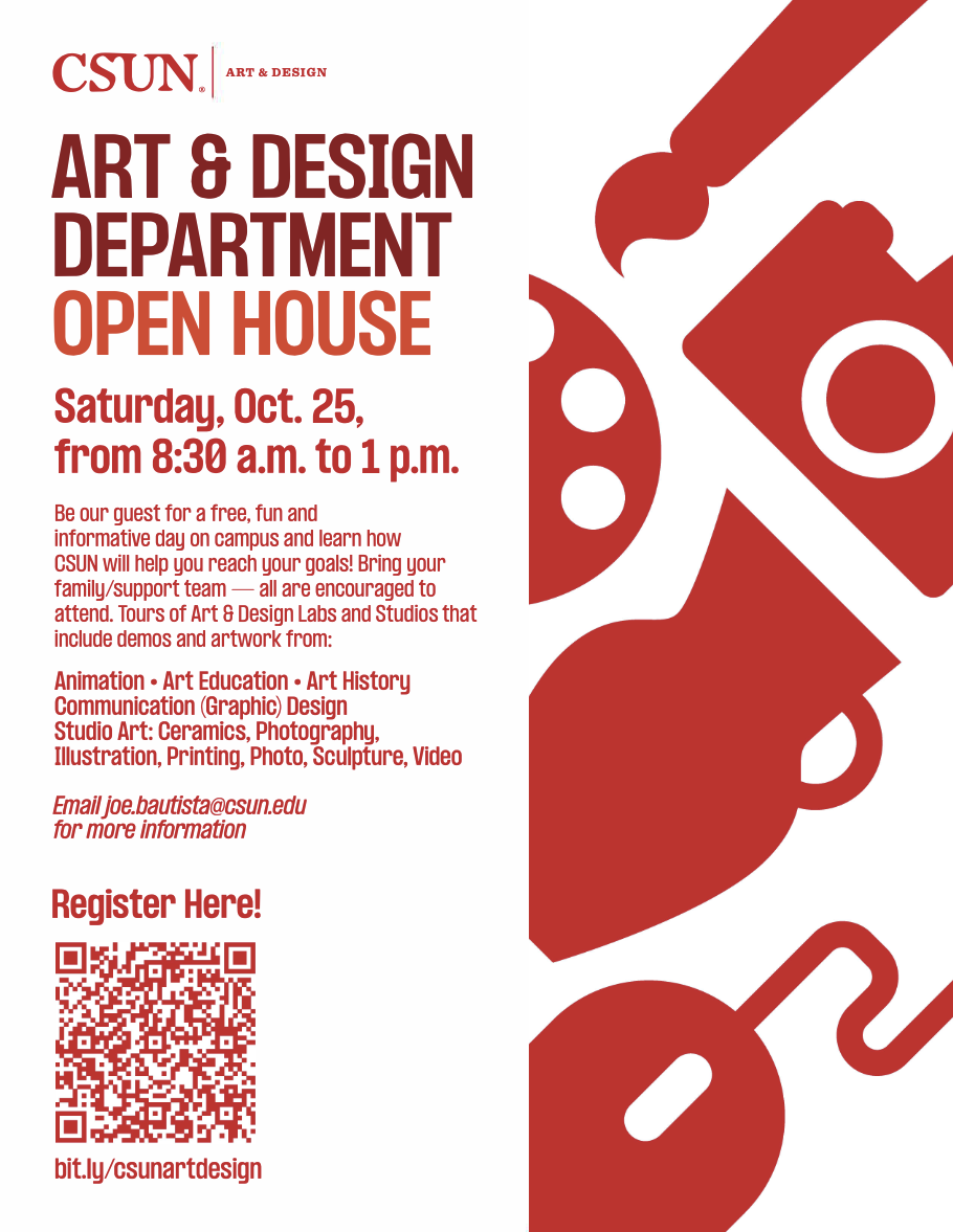 Art & Design Open House flier - Saturday Oct 25
