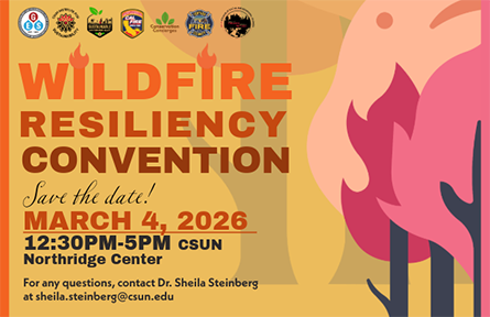 Wildfire Resiliency Convention Save the Date: March 4, 2026 Orange and red text on yellowish background
