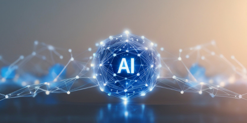 AI blue sparkly background.