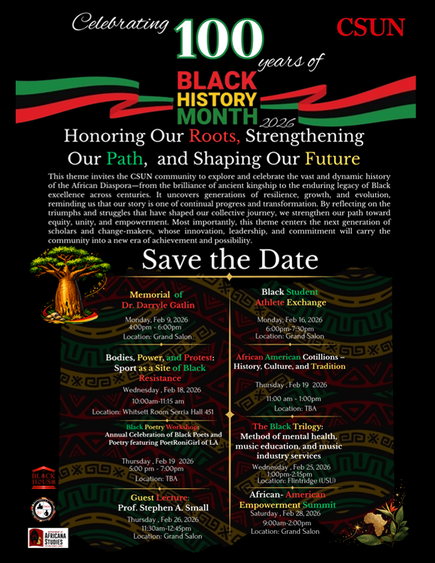 Department of Africana Studies, Black History Month Calendar of events.