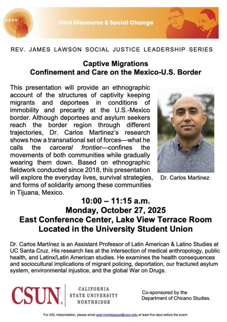 Captive Migrations: Confinement and Care on the Mexico-U.S. Border Monday, October 27, 2025 - 10:00am to 11:15am