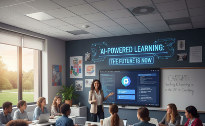 A professor lecturing to a class on AI and research.