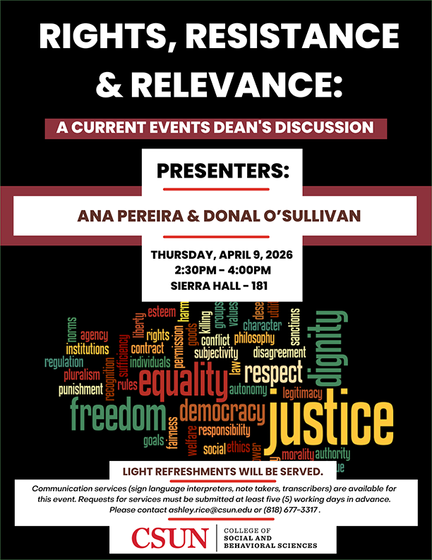 Dean's Discussion: Rights, Resistance and Relevance Event Flyer