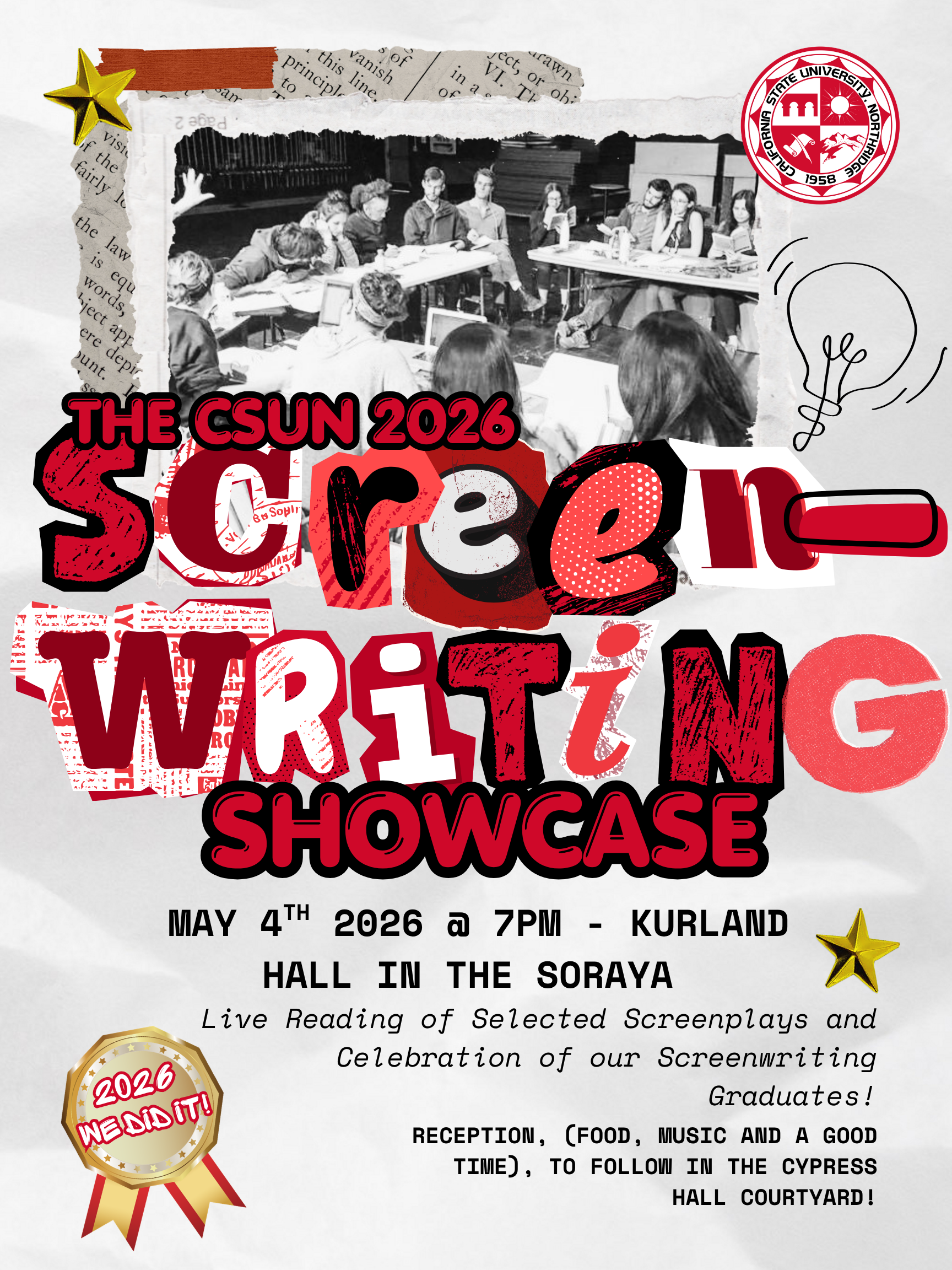 Join us for the 2026 Screenwriting Showcase—May 4th @ 7pm – Open to the ...