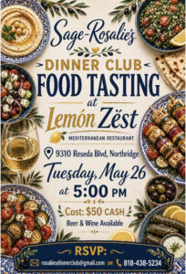 Rosalie's Dinner Club Food Tasting Flyer