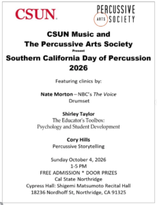 SoCAL Day of Percussion Oct 4 2026 Schedule