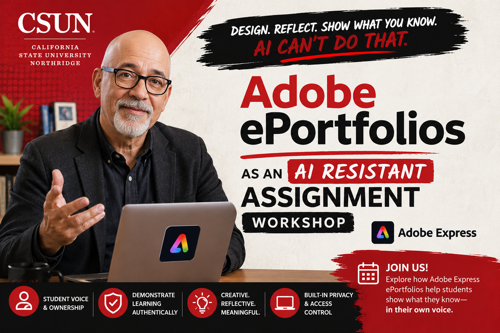 Adobe ePortfolios. A man using a laptop computer.