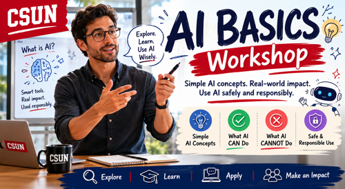 AI Basics workshop. A male professor at a desk.