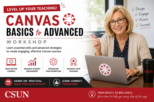 A blond professor using a laptop and Canvas.