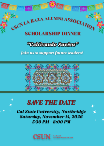 La Raza Alumni Association chapter scholarship dinner celebration flyer