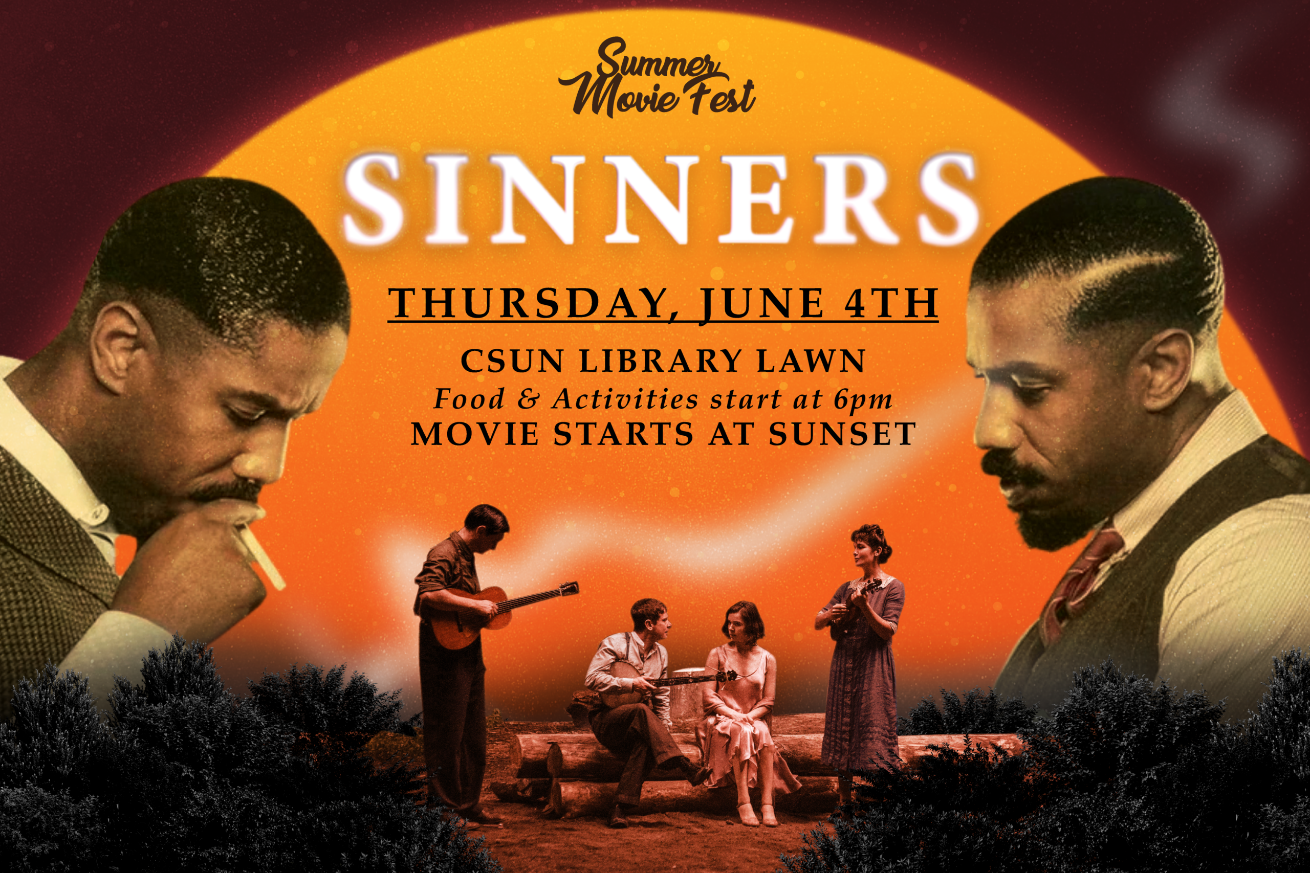 Summer Movie Fest Sinners writing with picture of character from the movie