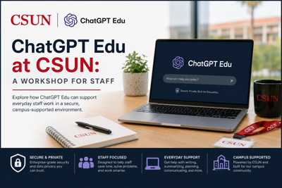 ChatGPT Edu workshop. Laptop with ChatGPT logo.