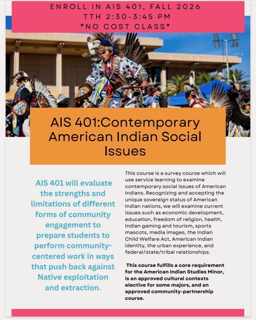 ENROLL IN AIS 401, FALL 2026 TTH 2:30-3:45 PM NO COST CLASS