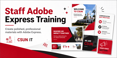 Staff Adobe Express promo highlighting graphic design and convenience.