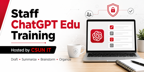 An open laptop promoting ChatGPT at CSUN.