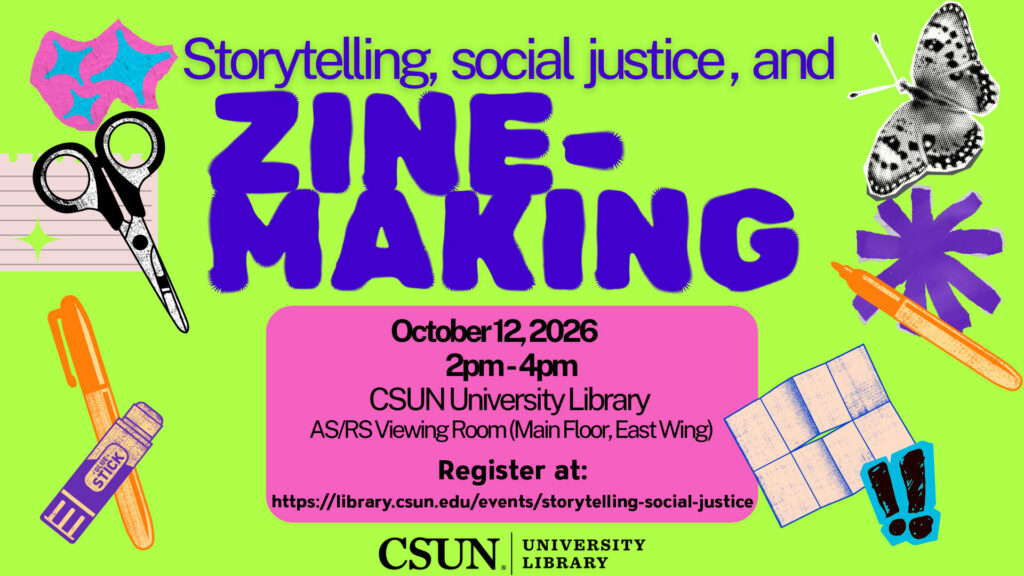 Storytelling, social justice, and Zine-making - glue sticks, cutout butterflies, scissors, folding paper
