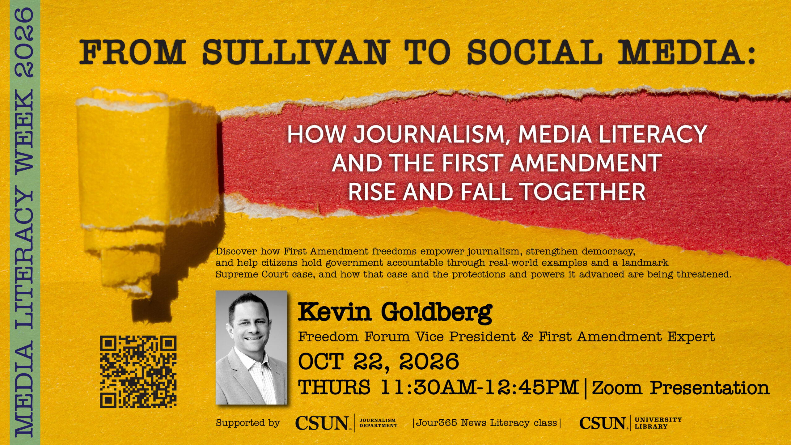 From Sullivan to Social Media: How Journalism, Media Literacy and the First Amendment Rise and Fall Together flier